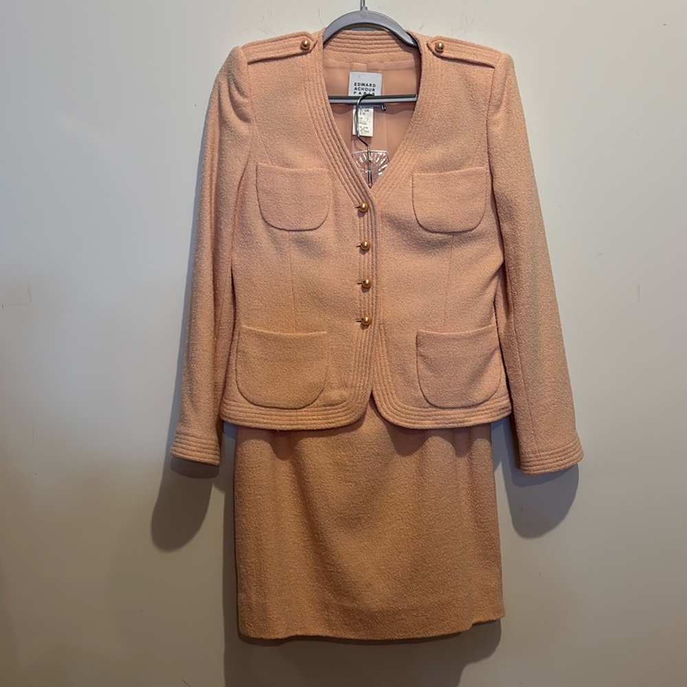 Edward Achour Paris Apricot Suit set size small tagged size 42
